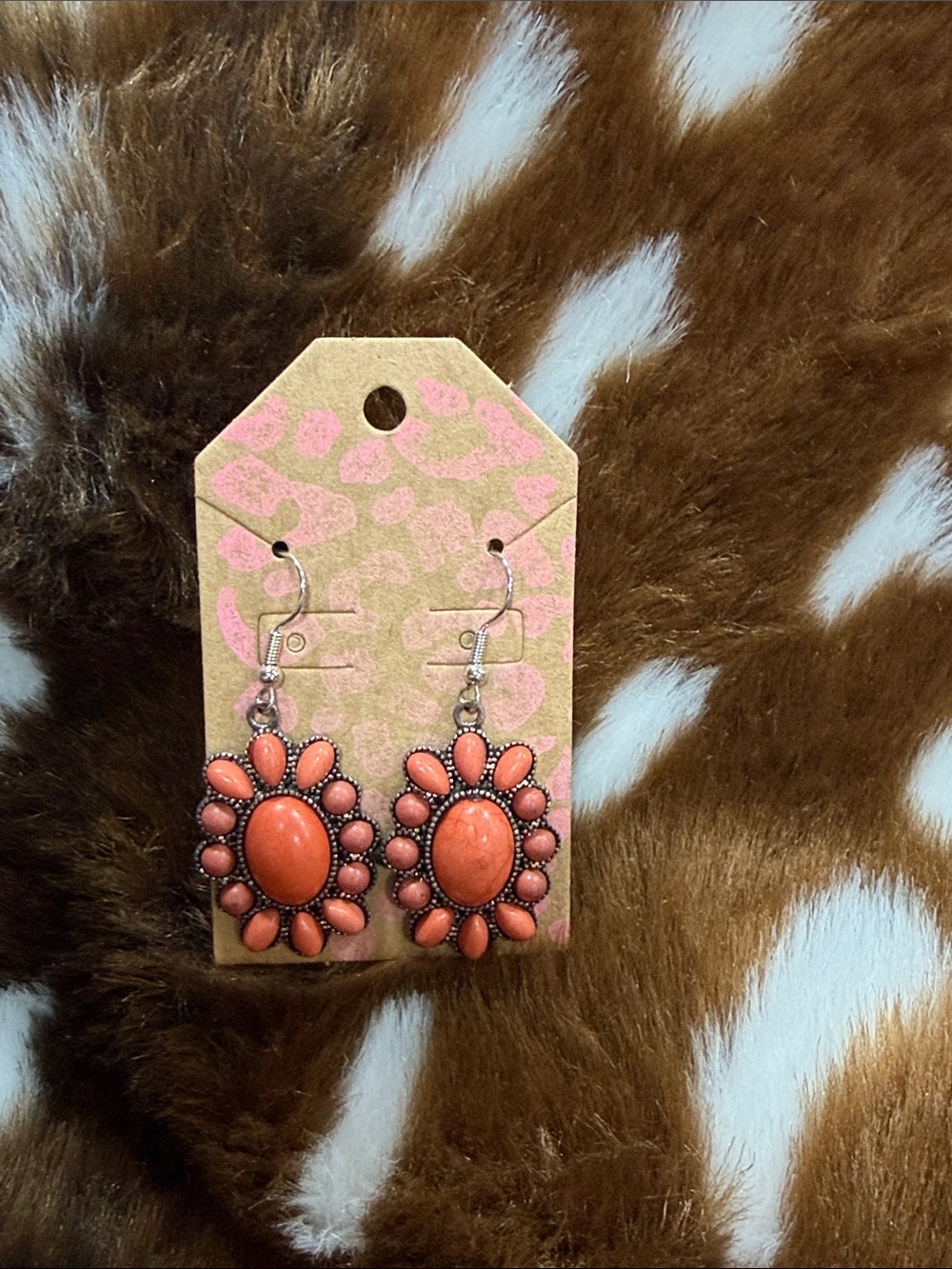 Coral Flower Drop Earrings